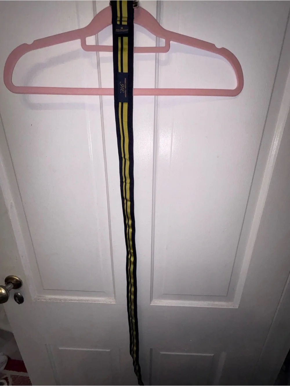 Brooks Brothers Men's Navy & Yellow Striped Belt size Medium (36-38) #classy